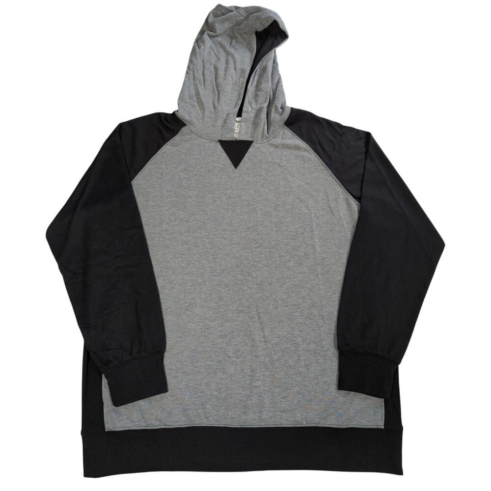Seventh Avenue 2XL Gray Black Hoodie Pullover Sweatshirt 100 Polyester Mens